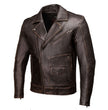 Milwaukee Motorcycle Clothing Co. Men's Unforgiven MC Style Vintage Brown Leather Jacket w/ Lapel Collar MMC10005