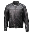 Milwaukee Motorcycle Clothing Co. Men's Top-Spot Scooter Style Black Leather Jacket w/  Reflective Piping MMC10007