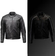 Milwaukee Motorcycle Clothing Co. Men's Top-Spot Scooter Style Black Leather Jacket w/  Reflective Piping MMC10007