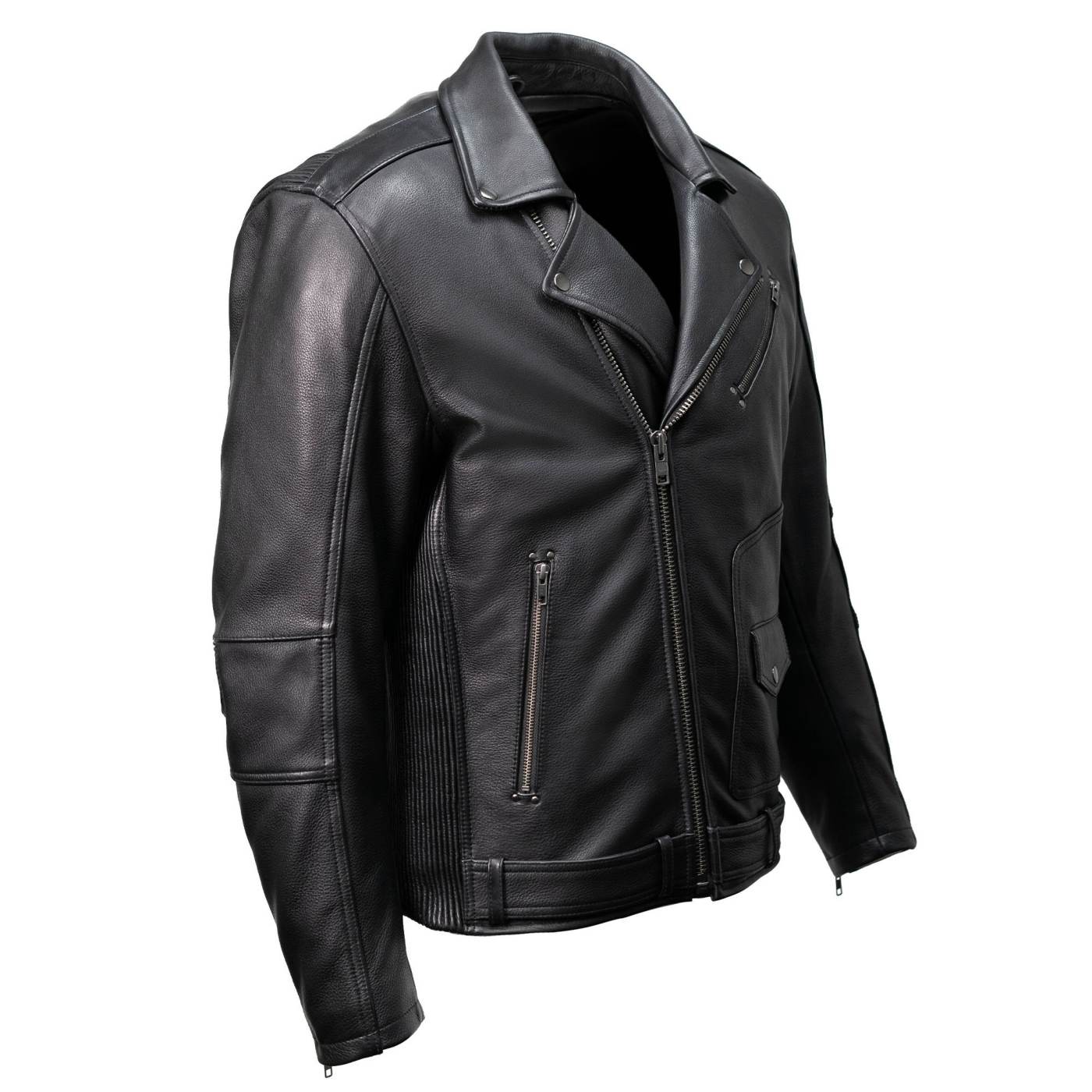 Milwaukee Motorcycle Clothing Co. Men's Unforgiven MC Style Black Leather Jacket w/ Lapel Collar MMC10008