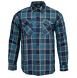 MMCC The Kraken Men's Blue Teal Orange Plaid Flannel Shirt - 100% Cotton Long Sleeve Button-Up - MMC11600