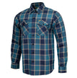 MMCC The Kraken Men's Blue Teal Orange Plaid Flannel Shirt - 100% Cotton Long Sleeve Button-Up - MMC11600