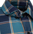 MMCC The Kraken Men's Blue Teal Orange Plaid Flannel Shirt - 100% Cotton Long Sleeve Button-Up - MMC11600