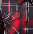 MMCC Scorpion Men's Red Black White Plaid Flannel Shirt - 100% Cotton Long Sleeve Button-Up - MMC11601