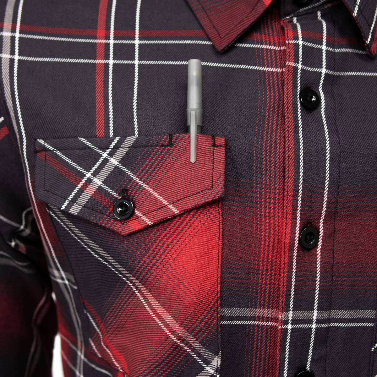 MMCC Scorpion Men's Red Black White Plaid Flannel Shirt - 100% Cotton Long Sleeve Button-Up - MMC11601