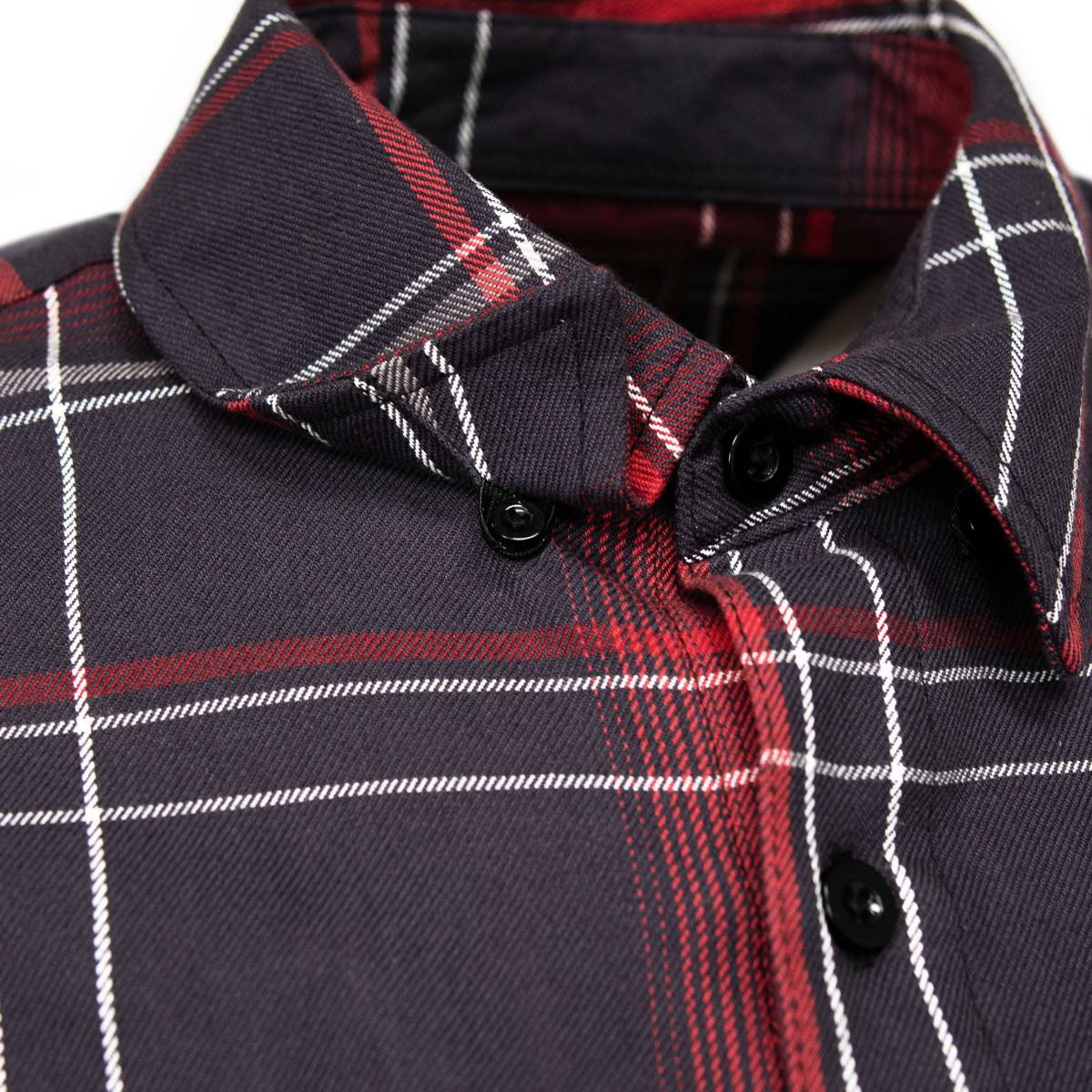 MMCC Men's Scorpion Red Black White Plaid Long Sleeve Flannel Shirt - Button-Up - MMC11601