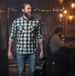 MMCC Men's Radioactive Black Gray Green Plaid Long Sleeve Flannel Shirt - Button-Up - MMC11602