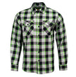 MMCC Radioactive Men's Black Gray Green Plaid Flannel Shirt - 100% Cotton Long Sleeve Button-Up - MMC11602