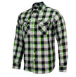 MMCC Radioactive Men's Black Gray Green Plaid Flannel Shirt - 100% Cotton Long Sleeve Button-Up - MMC11602