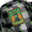 MMCC Men's Radioactive Black Gray Green Plaid Long Sleeve Flannel Shirt - Button-Up - MMC11602
