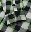 MMCC Radioactive Men's Black Gray Green Plaid Flannel Shirt - 100% Cotton Long Sleeve Button-Up - MMC11602
