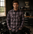 MMCC Men's The Shadow Grey Red Plaid Flannel Shirt - 100% Cotton with Microfiber Wipe Panel - MMC11603
