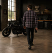MMCC Men's The Shadow Grey Red Plaid Flannel Shirt - 100% Cotton with Microfiber Wipe Panel - MMC11603