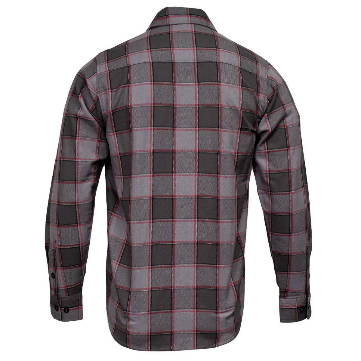 MMCC Men's The Shadow Grey Red Plaid Flannel Shirt - 100% Cotton with Microfiber Wipe Panel - MMC11603