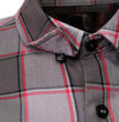 MMCC Men's The Shadow Grey Red Plaid Flannel Shirt - 100% Cotton with Microfiber Wipe Panel - MMC11603