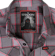 MMCC Men's The Shadow Grey Red Plaid Flannel Shirt - 100% Cotton with Microfiber Wipe Panel - MMC11603