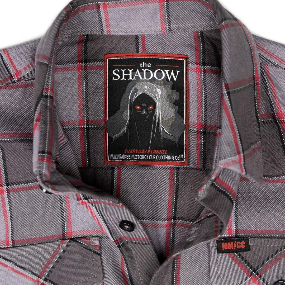 MMCC Men's The Shadow Grey Red Plaid Flannel Shirt - 100% Cotton with Microfiber Wipe Panel - MMC11603