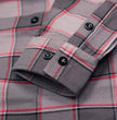 MMCC Men's The Shadow Grey Red Plaid Flannel Shirt - 100% Cotton with Microfiber Wipe Panel - MMC11603