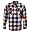 MMCC Men's Alpha Navy White Orange Plaid Flannel Shirt - 100% Cotton with Microfiber Wipe Panel - MMC11604