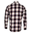 MMCC Men's Alpha Navy White Orange Plaid Flannel Shirt - 100% Cotton with Microfiber Wipe Panel - MMC11604