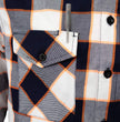 MMCC Men's Alpha Navy White Orange Plaid Flannel Shirt - 100% Cotton with Microfiber Wipe Panel - MMC11604