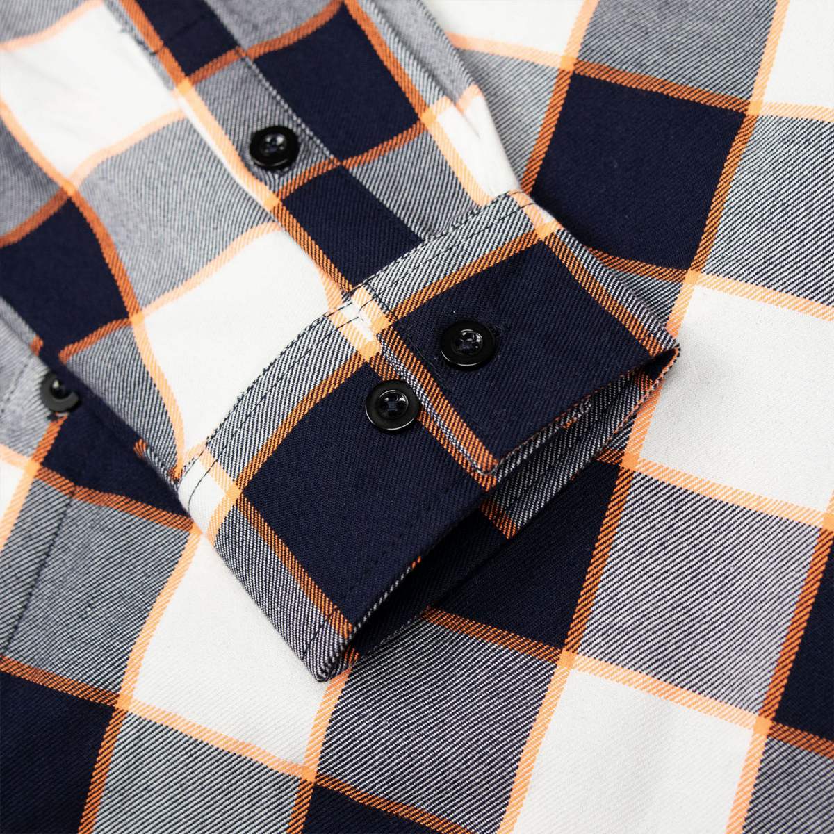 MMCC Men's Alpha Navy White Orange Cotton Long Sleeve Flannel Shirt - MMC11604