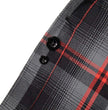 MMCC Men's Eclipse Grey Black Red Plaid Flannel Shirt - 100% Cotton with Microfiber Wipe Panel -MMC11605