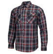 MMCC Men's Eclipse Grey Black Red Plaid Flannel Shirt - 100% Cotton with Microfiber Wipe Panel -MMC11605