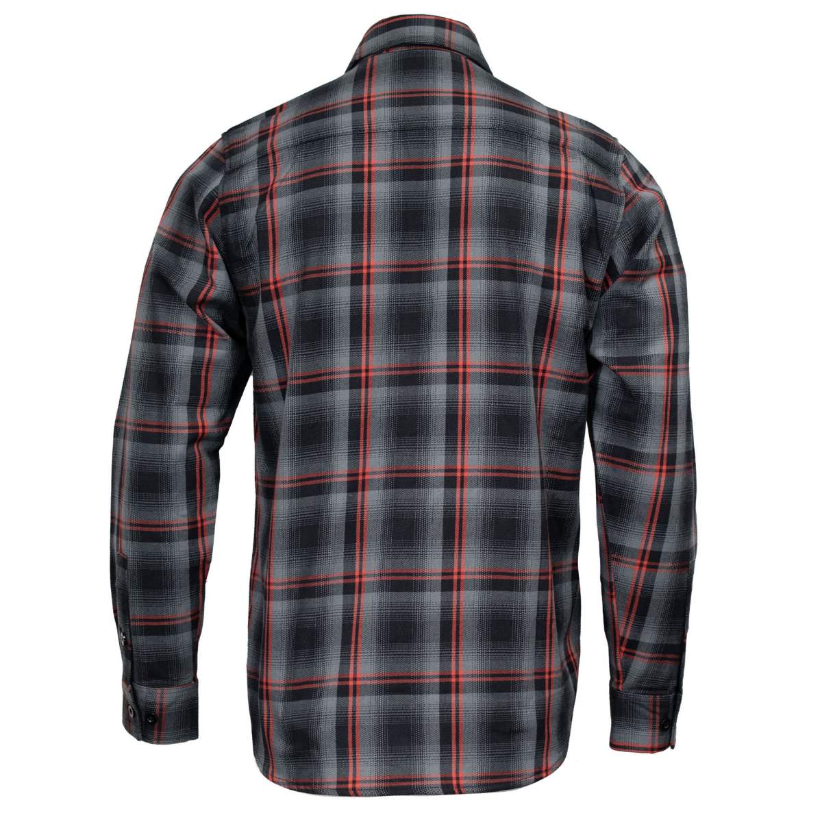MMCC Men's Eclipse Grey Black Red Plaid Flannel Shirt - 100% Cotton with Microfiber Wipe Panel -MMC11605