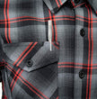 MMCC Men's Eclipse Grey Black Red Plaid Flannel Shirt - 100% Cotton with Microfiber Wipe Panel -MMC11605