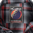MMCC Men's Eclipse Grey Black Red Plaid Flannel Shirt - 100% Cotton with Microfiber Wipe Panel -MMC11605