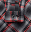 MMCC Men's Eclipse Grey Black Red Plaid Flannel Shirt - 100% Cotton with Microfiber Wipe Panel -MMC11605