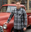 MMCC Men's Mastodon Grey Black White Plaid Flannel Shirt - 100% Cotton with Microfiber Wipe Panel - MMC11606