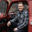 MMCC Men's Mastodon Grey Black White Plaid Flannel Shirt - 100% Cotton with Microfiber Wipe Panel - MMC11606