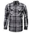 MMCC Men's Mastodon Grey Black White Plaid Flannel Shirt - 100% Cotton with Microfiber Wipe Panel - MMC11606