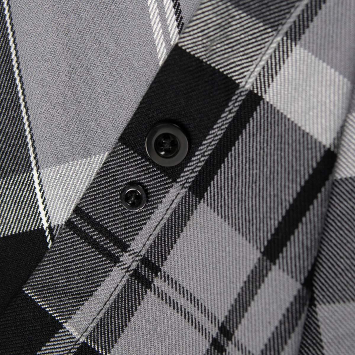 MMCC Men's Mastodon Grey Black White Plaid Flannel Shirt - 100% Cotton with Microfiber Wipe Panel - MMC11606