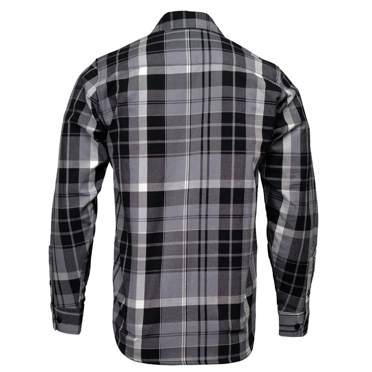 MMCC Men's Mastodon Grey Black White Plaid Flannel Shirt - 100% Cotton with Microfiber Wipe Panel - MMC11606