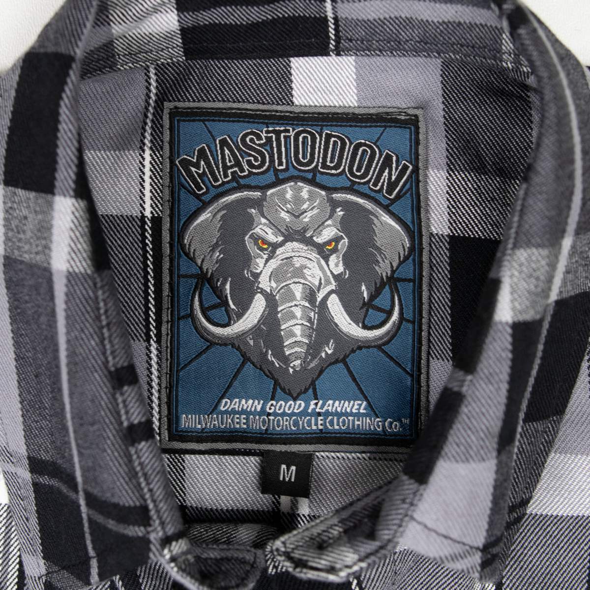 MMCC Men's Mastodon Grey Black White Plaid Flannel Shirt - 100% Cotton with Microfiber Wipe Panel - MMC11606