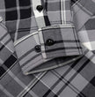 MMCC Men's Mastodon Grey Black White Plaid Flannel Shirt - 100% Cotton with Microfiber Wipe Panel - MMC11606
