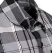 MMCC Men's Mastodon Grey Black White Plaid Flannel Shirt - 100% Cotton with Microfiber Wipe Panel - MMC11606