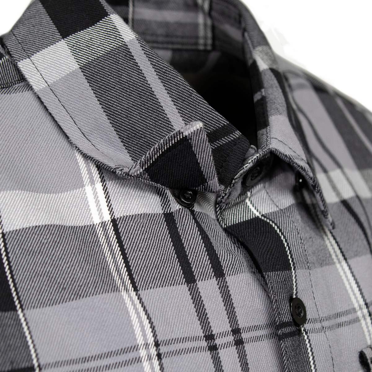 MMCC Men's Mastodon Grey Black White Plaid Flannel Shirt - 100% Cotton with Microfiber Wipe Panel - MMC11606