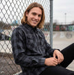 MMCC Men's Smoke Screen Grey Black Plaid Flannel Shirt - 100% Cotton with Microfiber Wipe Panel - MMC11607