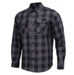 MMCC Men's Smoke Screen Grey Black Plaid Flannel Shirt - 100% Cotton with Microfiber Wipe Panel - MMC11607