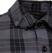 MMCC Men's Smoke Screen Grey Black Plaid Flannel Shirt - 100% Cotton with Microfiber Wipe Panel - MMC11607