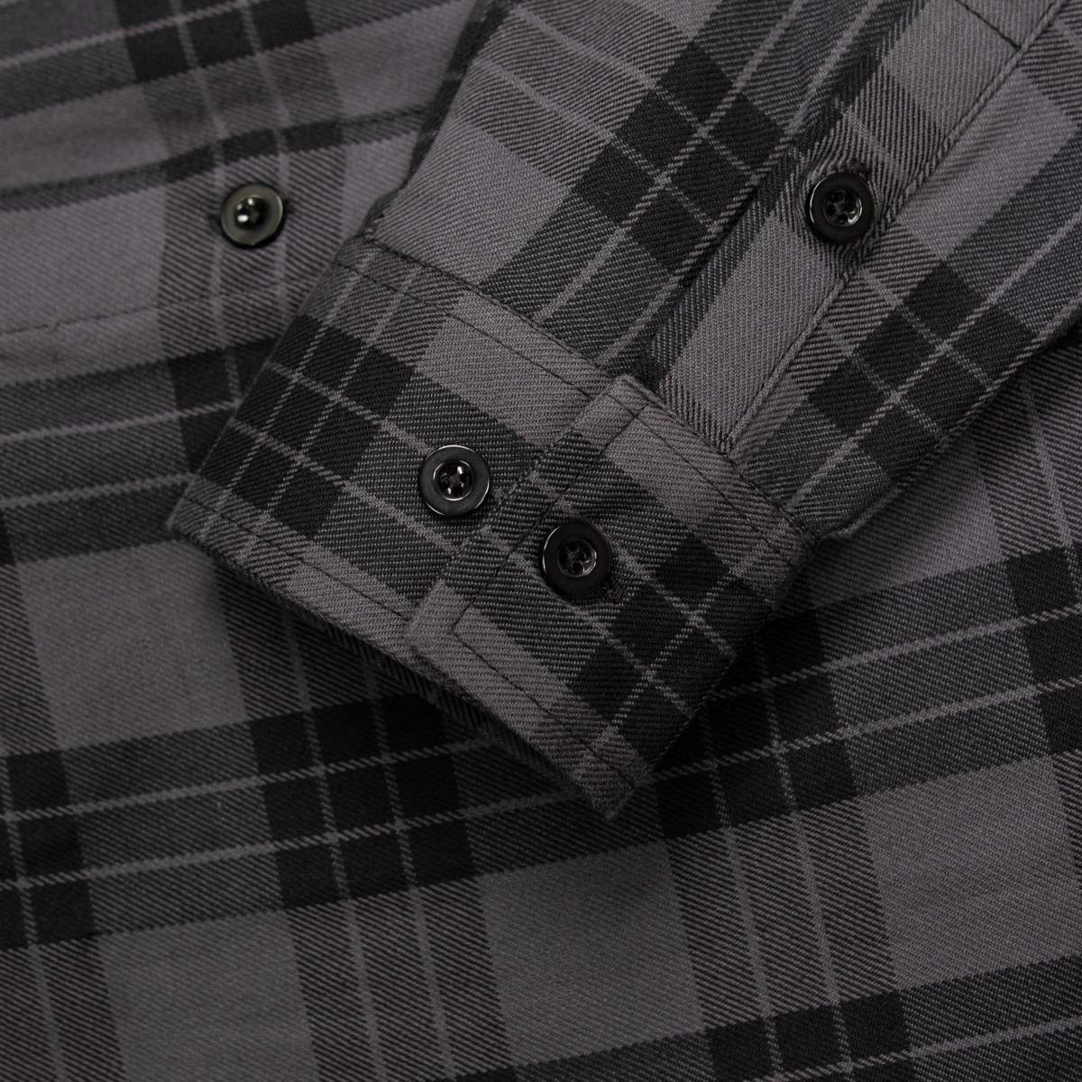 MMCC Men's Smoke Screen Grey Black Plaid Flannel Shirt - 100% Cotton with Microfiber Wipe Panel - MMC11607