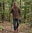 MMCC Men's Brimstone Plaid Black Orange Tan Flannel Shirt - 100% Cotton with Microfiber Wipe Panel - MMC11608