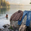 MMCC Men's Brimstone Plaid Black Orange Tan Flannel Shirt - 100% Cotton with Microfiber Wipe Panel - MMC11608
