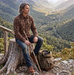 MMCC Men's Brimstone Plaid Black Orange Tan Flannel Shirt - 100% Cotton with Microfiber Wipe Panel - MMC11608