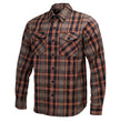 MMCC Men's Brimstone Plaid Black Orange Tan Flannel Shirt - 100% Cotton with Microfiber Wipe Panel - MMC11608