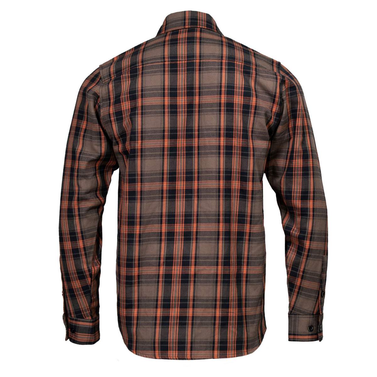 MMCC Men's Brimstone Plaid Black Orange Tan Flannel Shirt - 100% Cotton with Microfiber Wipe Panel - MMC11608